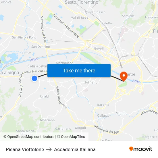 Pisana Viottolone to Italian Academy map