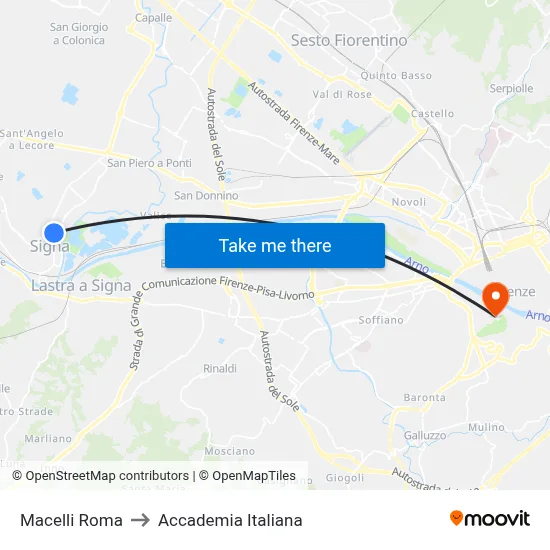 Macelli Roma to Italian Academy map