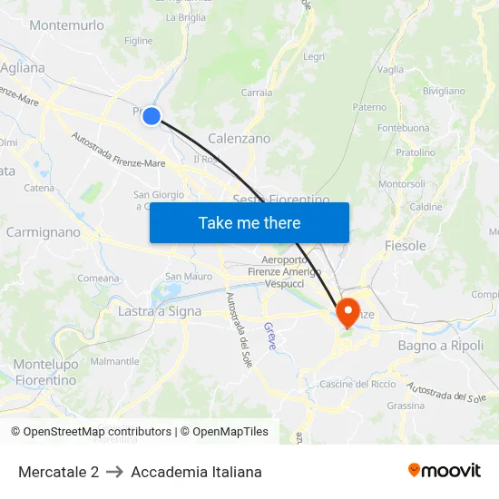 Mercatale 2 to Italian Academy map