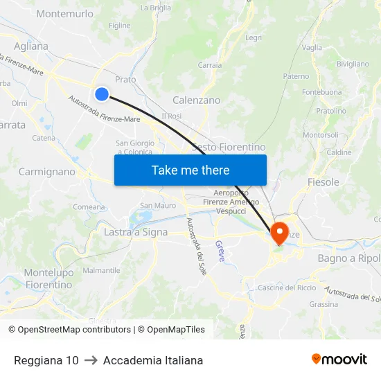Reggiana 10 to Italian Academy map