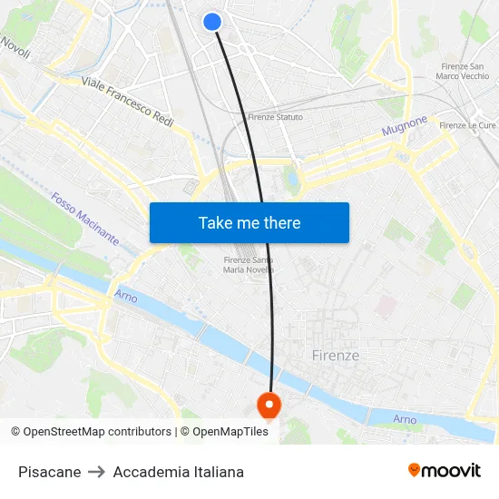 Pisacane to Italian Academy map