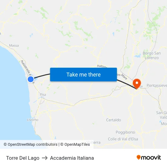 Torre Del Lago to Italian Academy map
