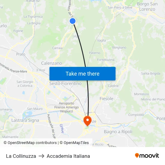 La Collinuzza to Italian Academy map