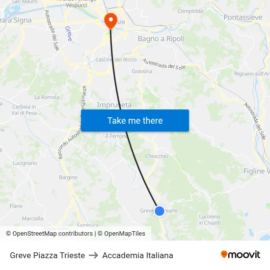 Greve Trieste Square to Italian Academy map