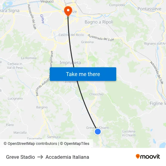 Greve Stadium to Italian Academy map