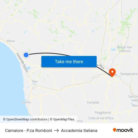 Camaiore - Romboni Square to Italian Academy map