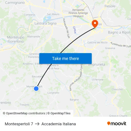 Montespertoli 7 to Italian Academy map