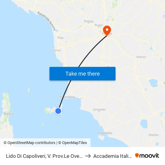 Lido Di Capoliveri, V. Prov.Le Ovest 31 to Accademia Italiana map