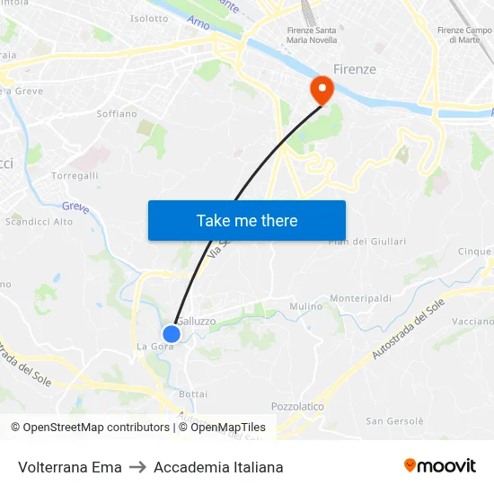 Volterrana Ema to Italian Academy map