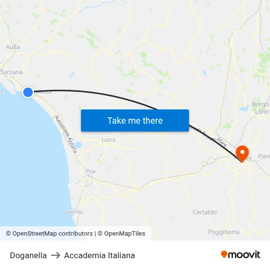 Doganella to Italian Academy map