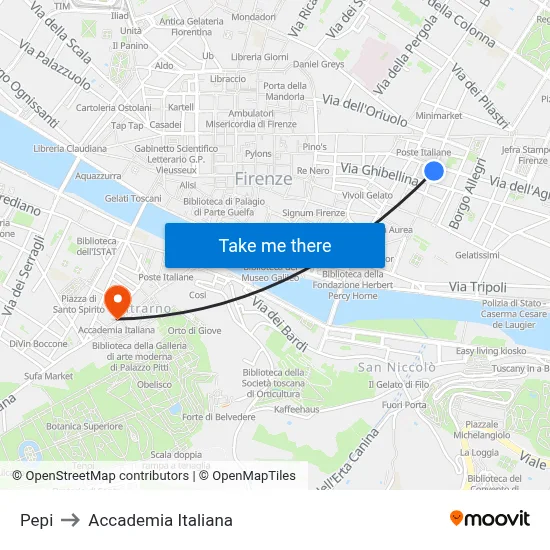 Pepi to Italian Academy map