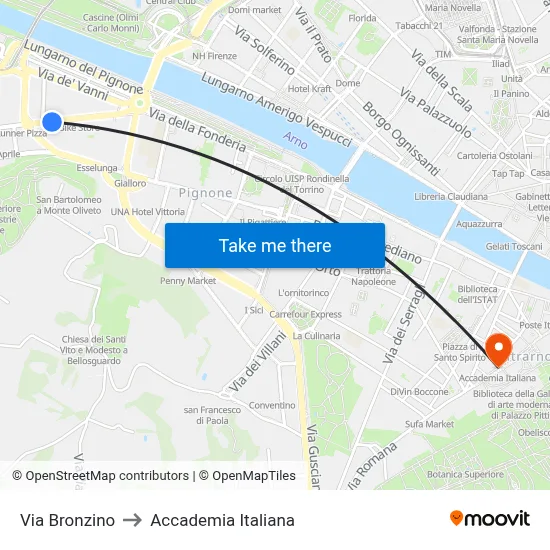 Bronzino Street to Italian Academy map