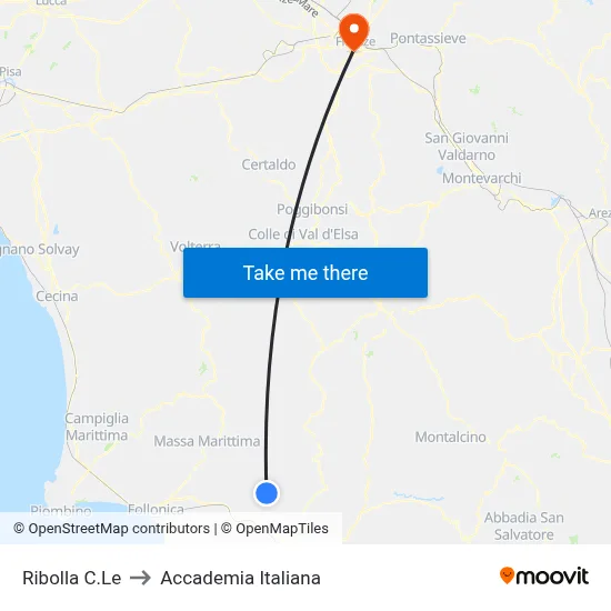 Ribolla Central to Italian Academy map