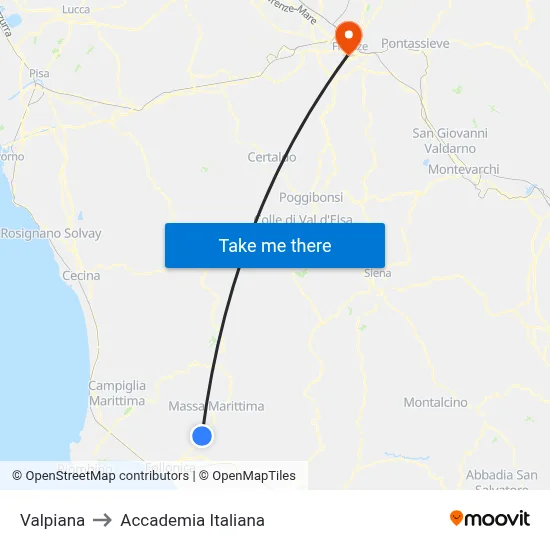 Valpiana to Italian Academy map