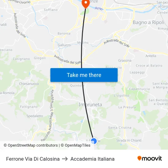 Ferrone Calosina Street to Italian Academy map