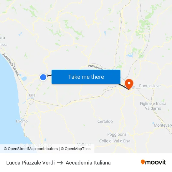 Lucca Piazzale Verdi to Italian Academy map