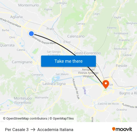 To Casale 3 to Italian Academy map