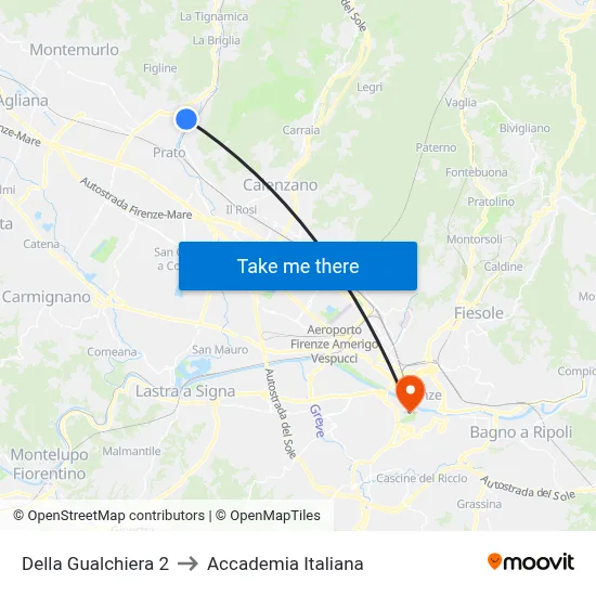 Della Gualchiera 2 to Italian Academy map