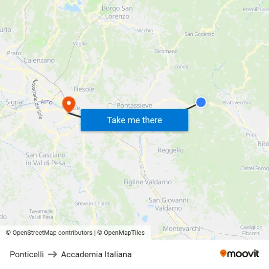 Ponticelli to Italian Academy map
