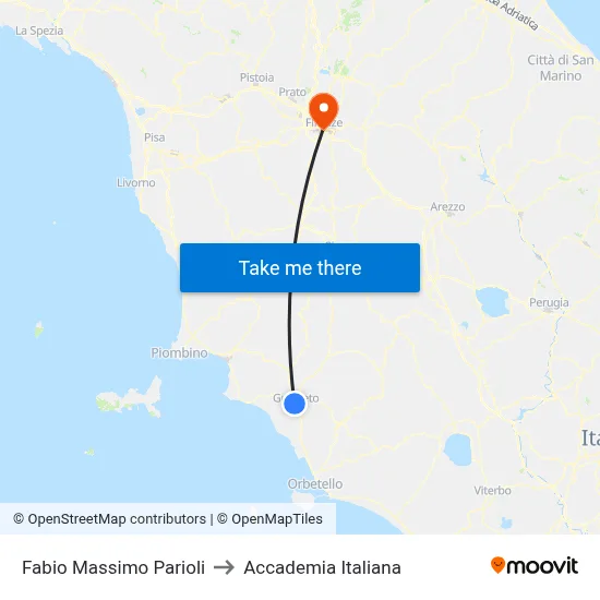 Fabio Massimo Parioli to Italian Academy map