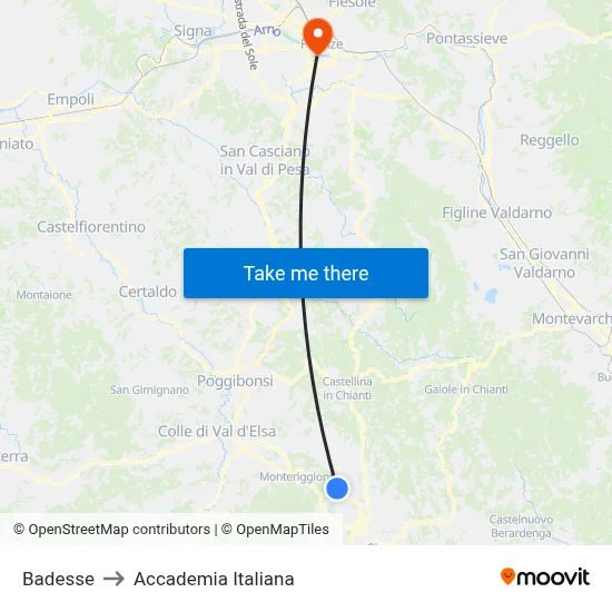Badesse to Italian Academy map