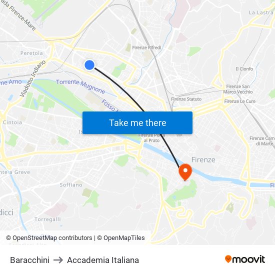 Baracchini to Accademia Italiana map