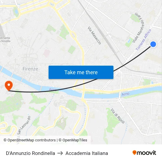 D'Annunzio Rondinella to Italian Academy map