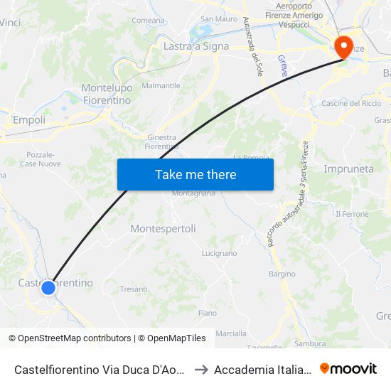 Castelfiorentino Via Duca D'Aosta to Accademia Italiana map