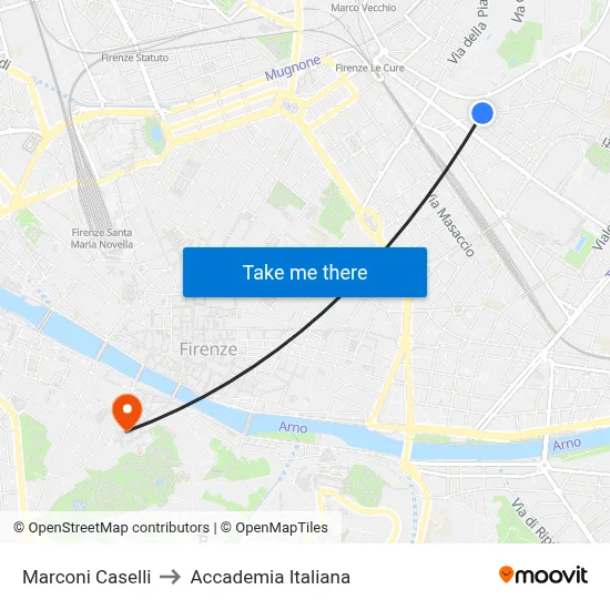 Marconi Caselli to Italian Academy map