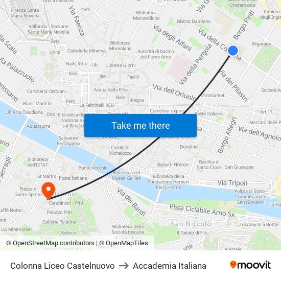 Colonna Liceo Castelnuovo to Accademia Italiana map