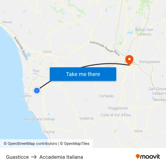Guasticce to Italian Academy map