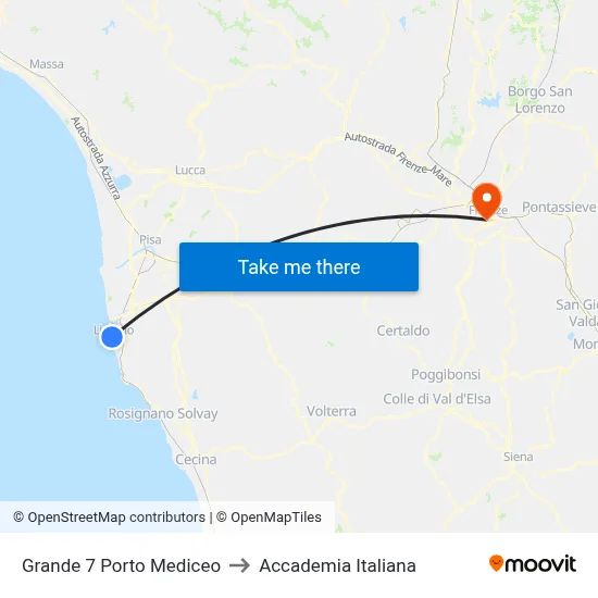 Grande 7 Medici Port to Italian Academy map