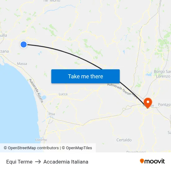 Equi Terme to Italian Academy map