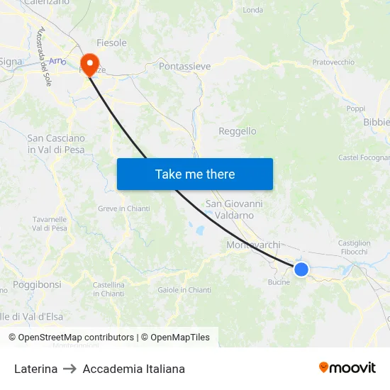 Laterina to Italian Academy map