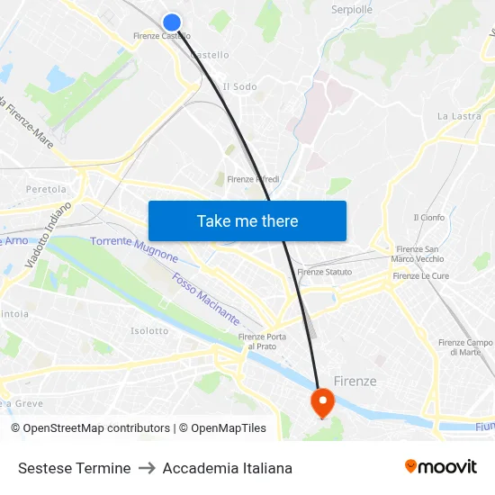 Sestese Terminus to Italian Academy map