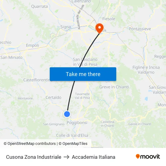 Cusona Zona Industriale to Accademia Italiana map