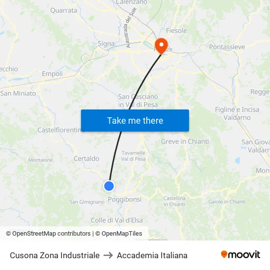 Cusona Zona Industriale to Accademia Italiana map
