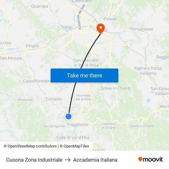 Cusona Zona Industriale to Accademia Italiana map