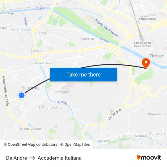 De Andre to Italian Academy map