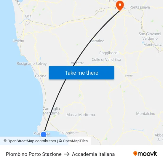 Piombino Port Station to Italian Academy map