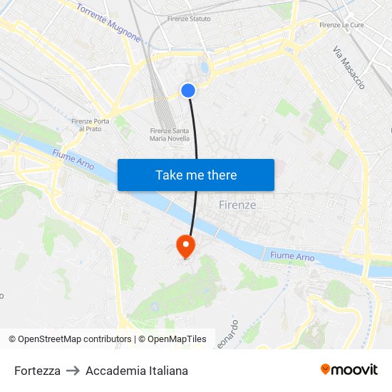 Fortezza to Accademia Italiana map