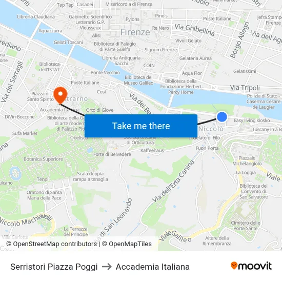 Serristori Poggi Square to Italian Academy map