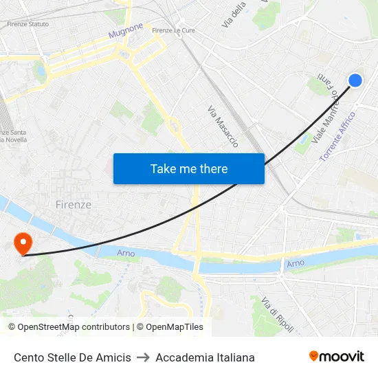 Cento Stelle De Amicis to Italian Academy map