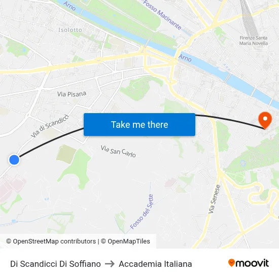 Scandicci di Soffiano to Italian Academy map