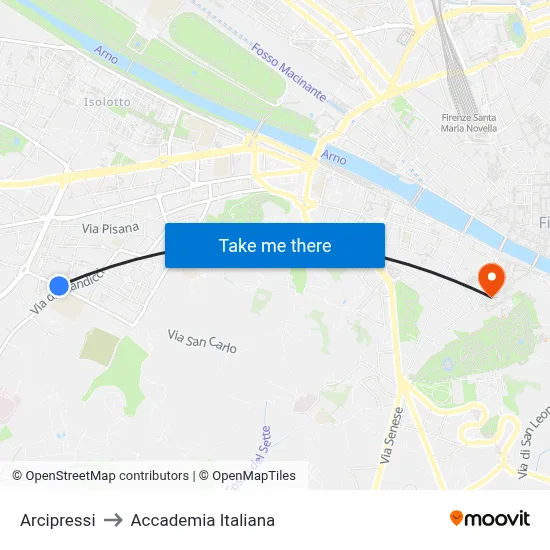 Arcipressi to Italian Academy map