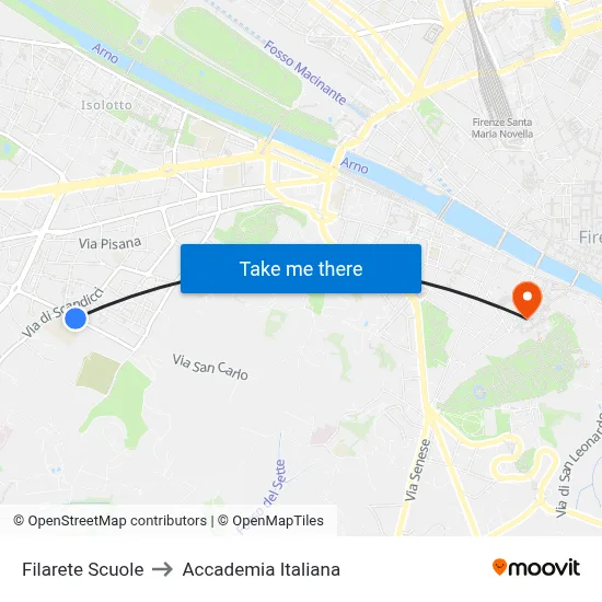 Filarete Schools to Italian Academy map