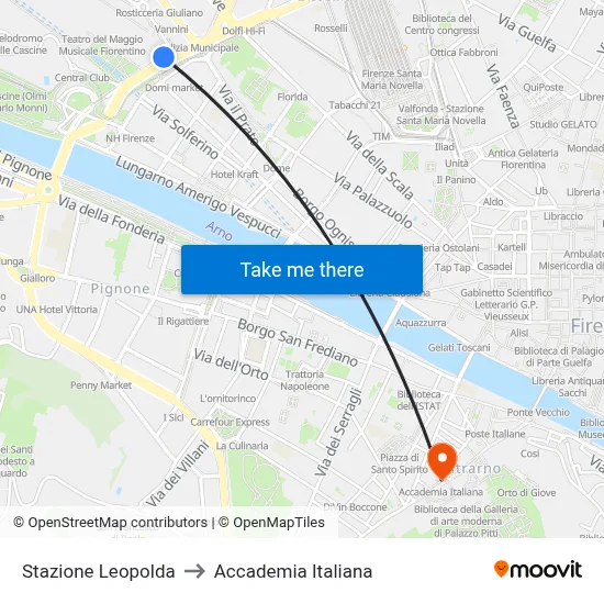 Leopolda Station to Italian Academy map