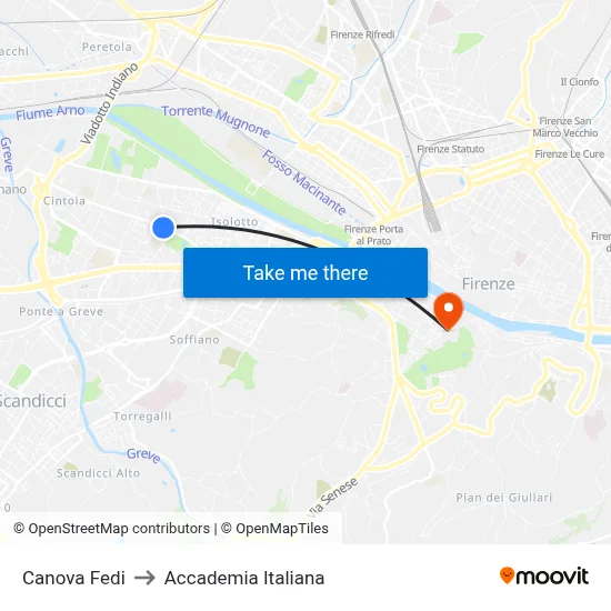 Canova Fedi to Italian Academy map