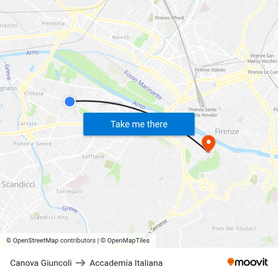 Canova Giuncoli to Italian Academy map