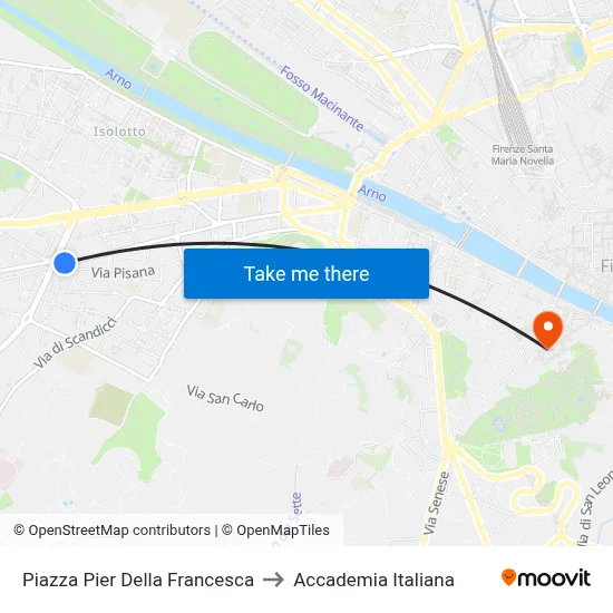 Piazza Piero Della Francesca to Italian Academy map